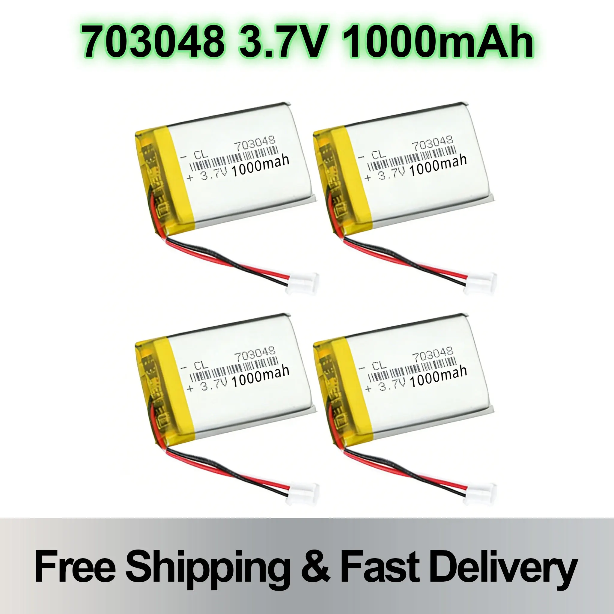 

3.7V 1000mAh 703048 Li-Po Battery PH 2.0 Connector for MP5, Early Education Machine and Beauty Instrument