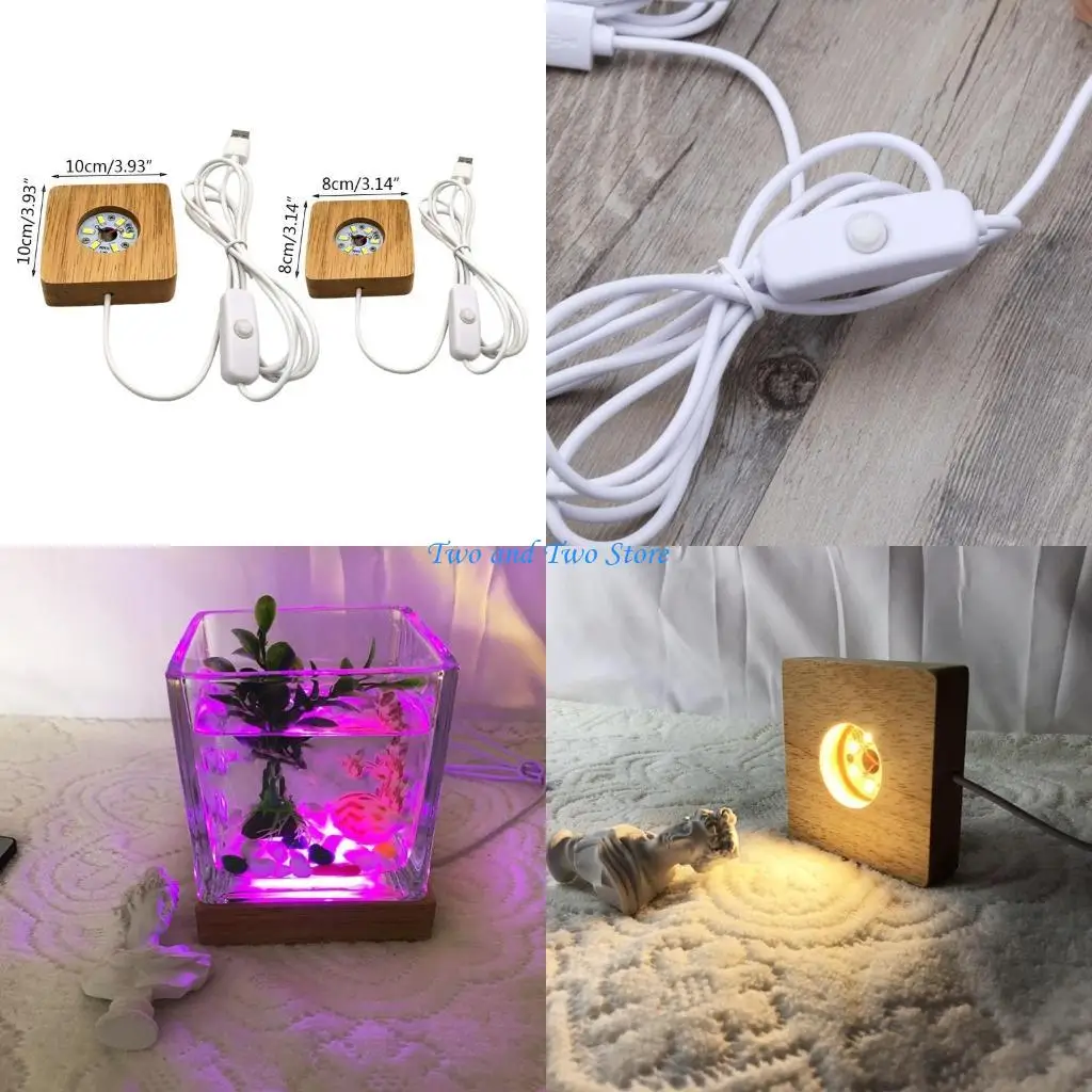 

HX6F Square Light Base Crystal Glass Base Resin Art Ornaments Display Stand