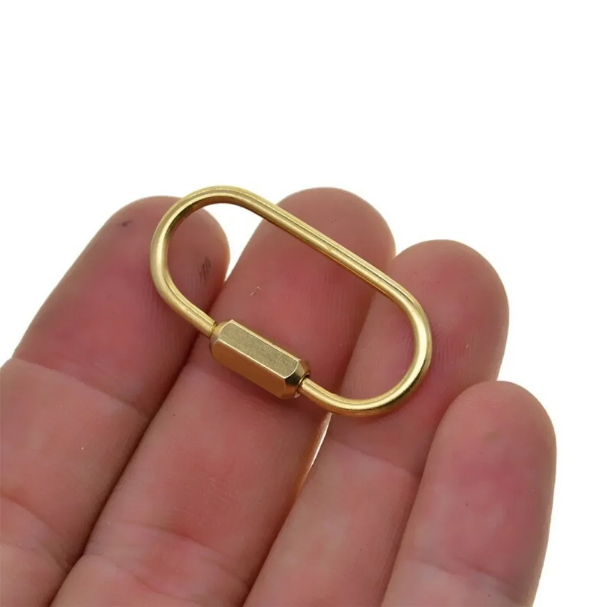 5 Sizes To Choose 36mm-80mm Raw Brass Wire Oval run course Screw Locking Carabiner Keyring Key Chains EDC DIY Making image 3