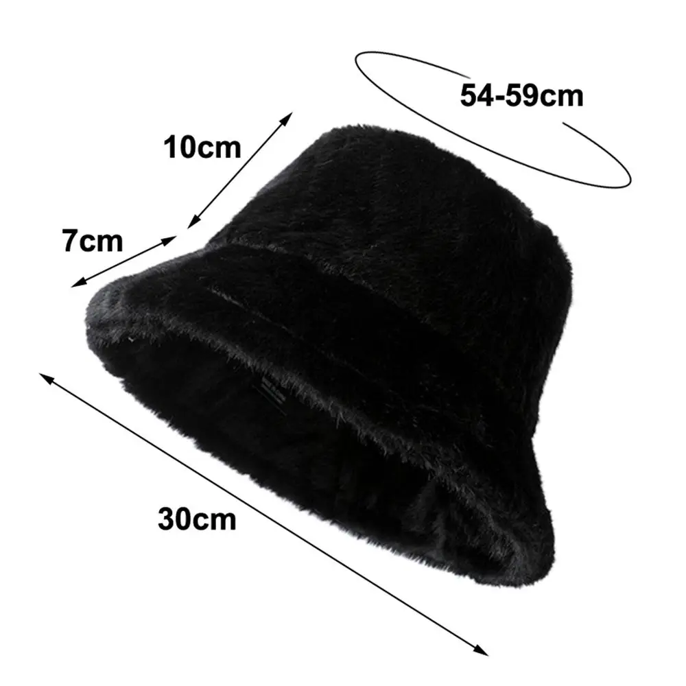 قبعة شتوية جديدة من الفرو المنفوش قبعة دلو سميكة مقاومة للرياح بلون سادة قبعة صياد للنساء والفتيات #6