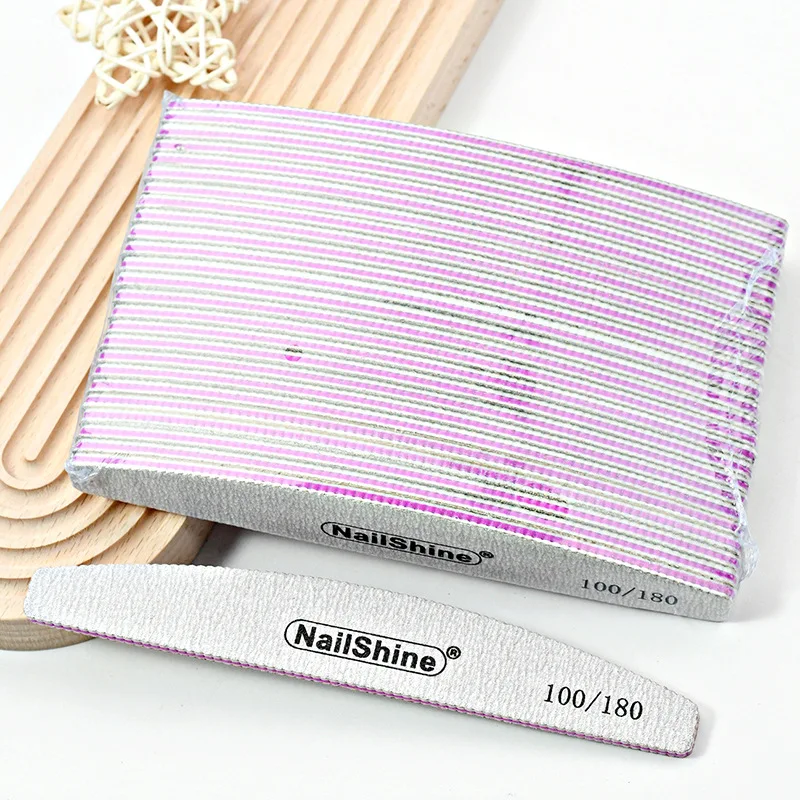 50 pcs/lot  zebra Nail Files 100/180 Halfmoon Shape nail Sanding  fiel Manicure Acrylic Nail file