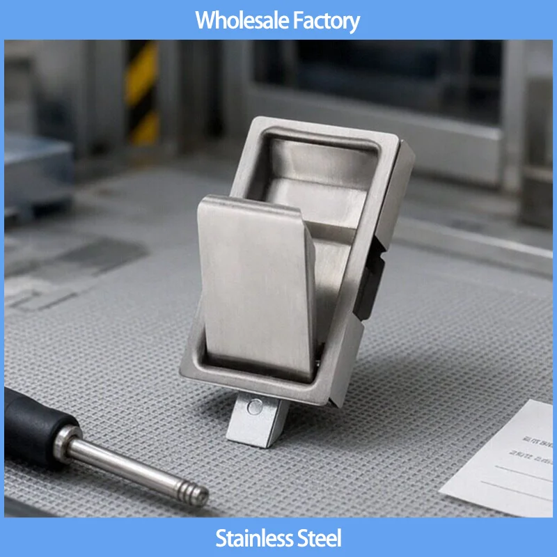 2pcs 304 Stainless Steel Flat Spring Lock Pull Type New Panel Lock Industrial Distribution Box Toolbox Pull Type Flat Lock