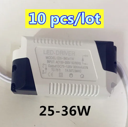 

10pcs LED Driver Adapter Transformer 25-36W AC 85-265V Power Supply Bare Board for LED lights Constant Current 300mA DC 75-125V