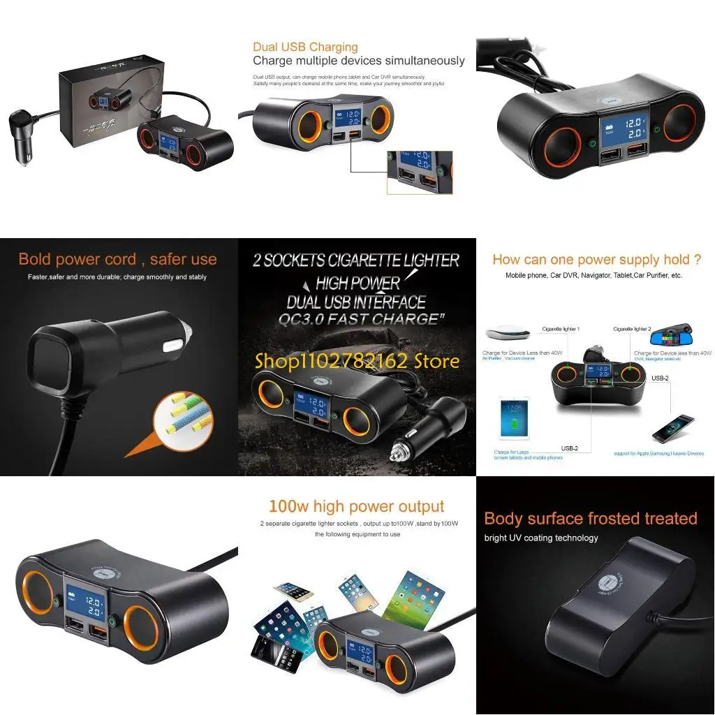 

547B Upgraded Power Adapter Car Lighters Socket Adapter Handy Car for Vehicle