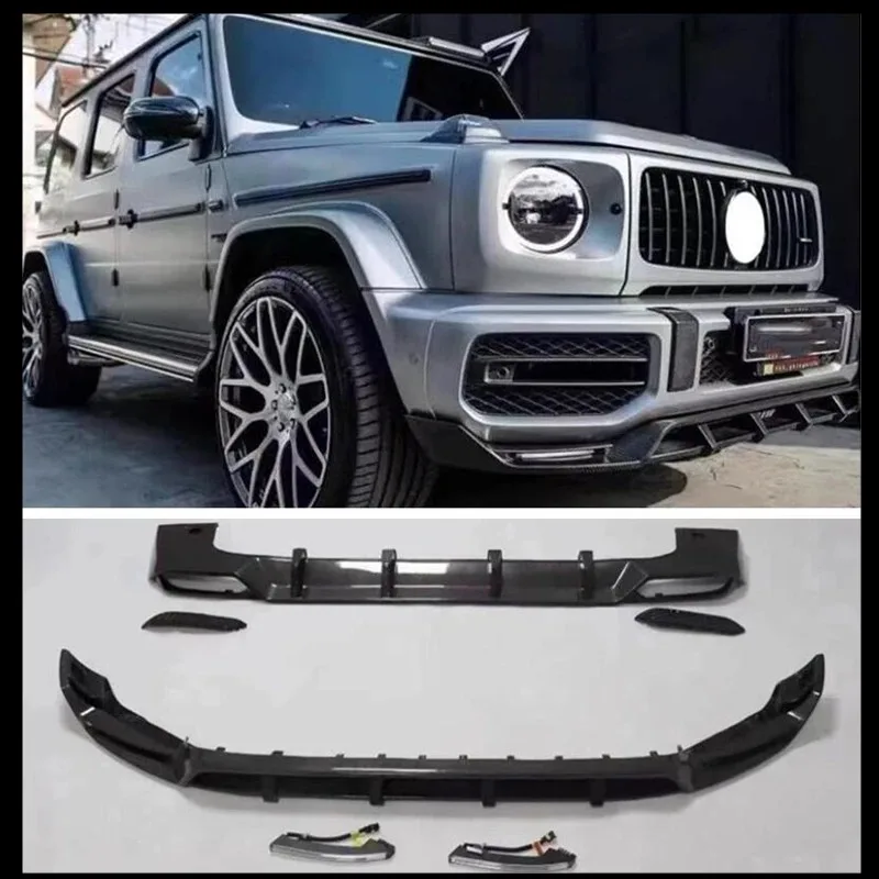 Front Lip Rear Diffuser Kit Spoiler for Benz G Class W464 G63 2019-2024 High Quality Real Carbon Fiber & PP Primer LED Splitter