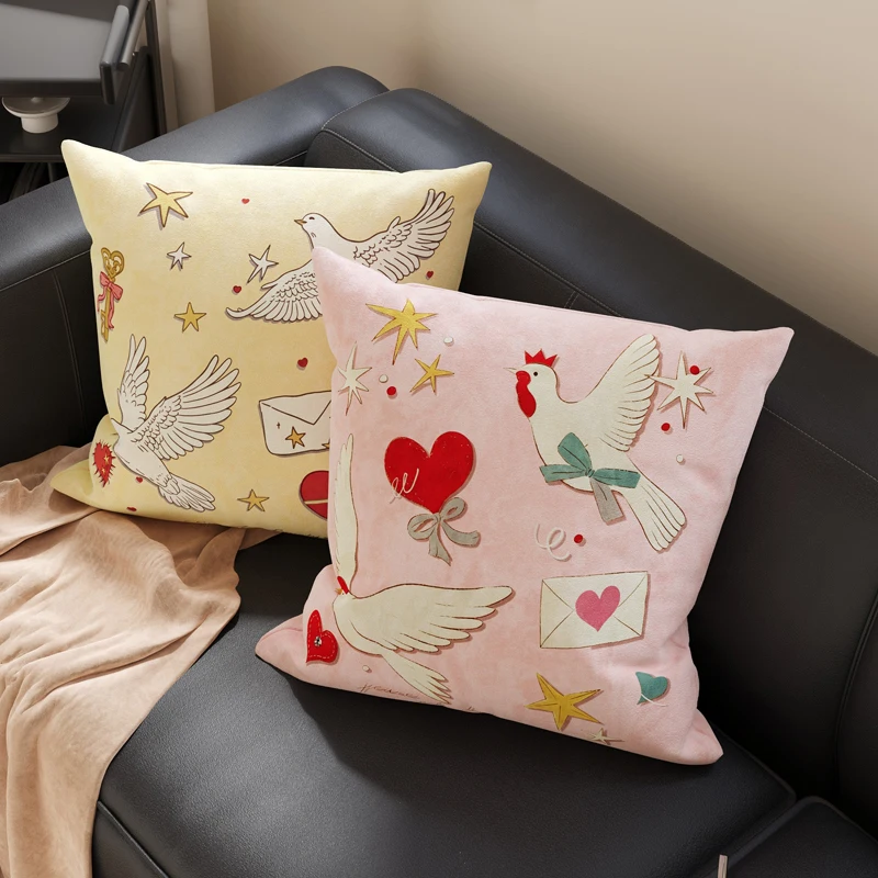 Ins Style Sofa Pillowcase Detachable Washable Living Room Bedroom Decorative Cushion Core Included New Model Square Shape