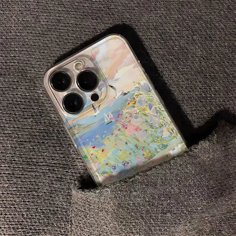 Creative seaside scenery Phone Case For iPhone 16 15 14 13 12 11 Pro Max XR XS MAX 7 8 PLUS MINI Y2K Shockproof Bumper Cover