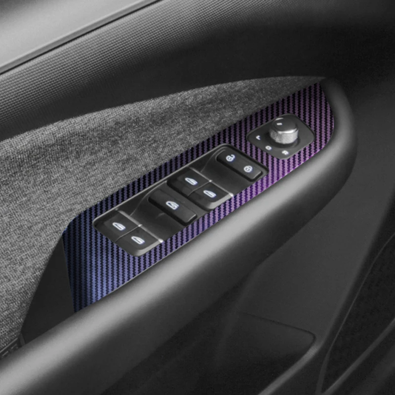 Carbon Fiber Film Sticker Windows Control Lift Panel Frame Trim Stickers Car Stylings For Geely Geometry C 2020 2021 2022 2023