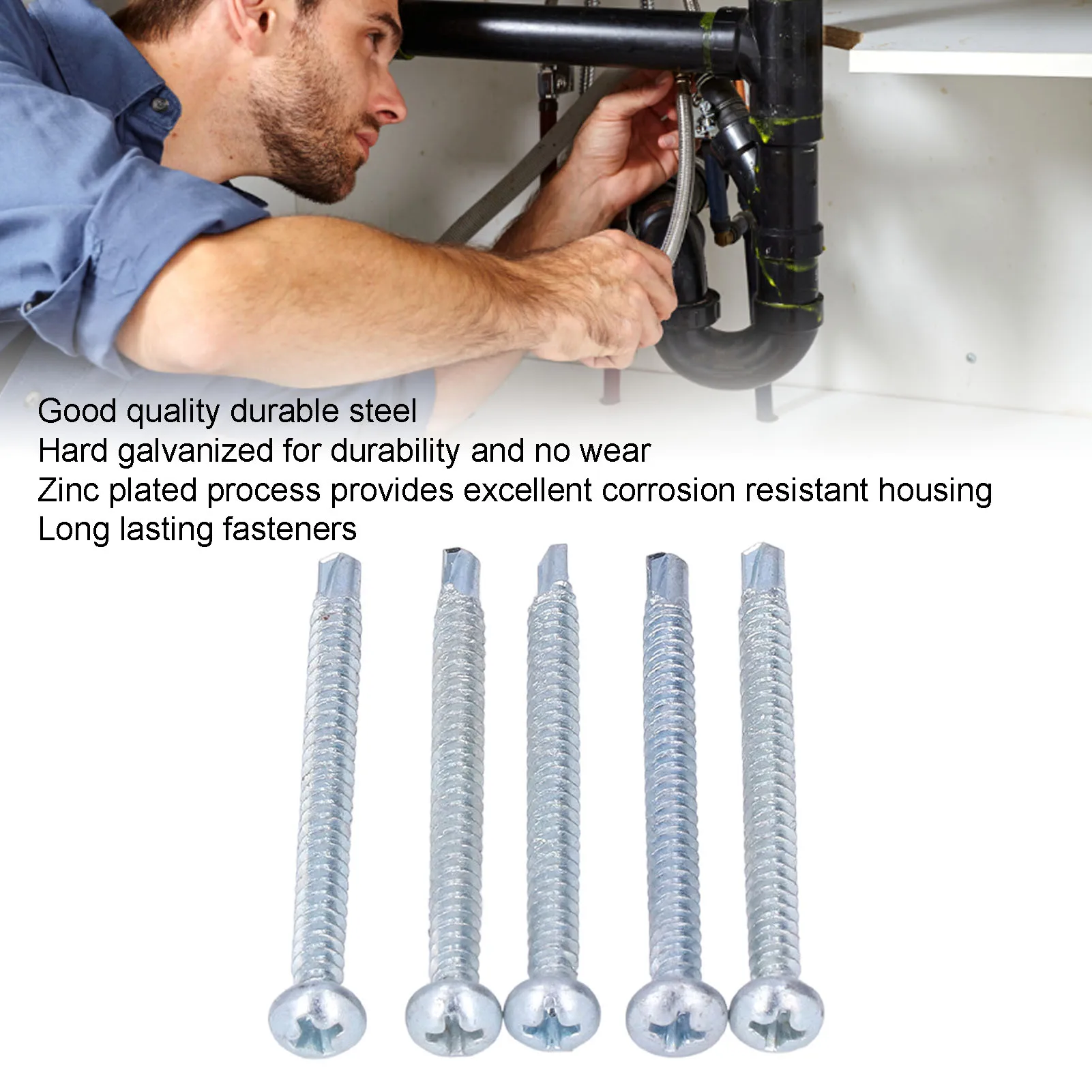 50 Stück selbst bohrende Schraube Kreuz verzinkter Kohlenstoffs tahl Befestigungs elemente Hardware 4,2x50mm Flach kopf