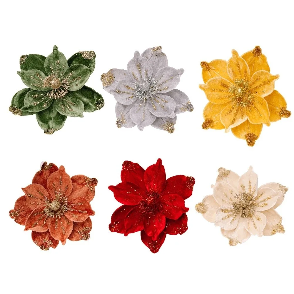 Novo 26cm artificial poinsétia flor glitter espumante natal glitter flor lantejoulas simulação flores festival de ano novo