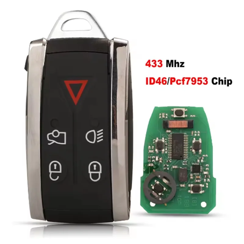 トレンドの車のリモートキー5ボタンカーキー433MHZ FSK ID46チップKR55WK49244 ジャガーXF XK XKR 2007-2012用