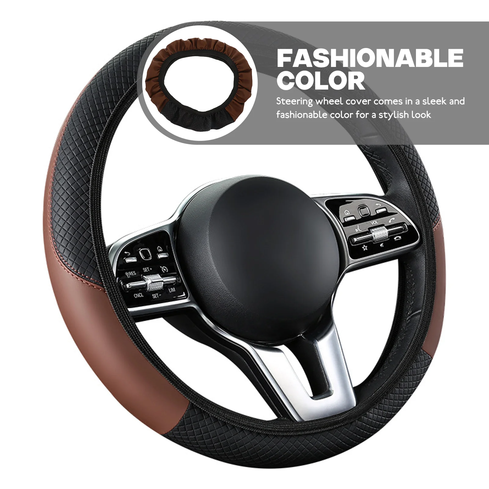 

Car Steering Wheel Cover PU Elastic Fit Scratch Protection Auto Interior Stylish Steering Wheel Grip Car Accessories