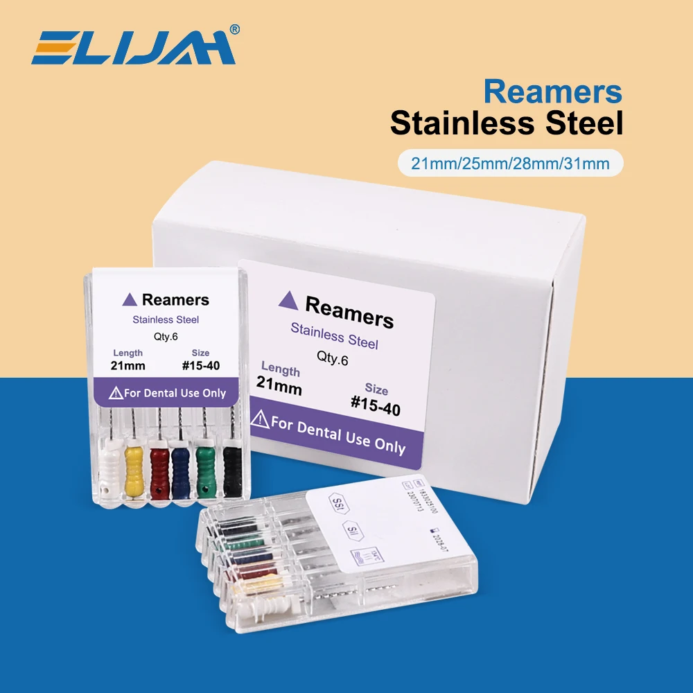 

ELIJAH 10 Packs/box Dental Endo Files Hand Use R Files 21/25/28/31mm Stainless Steel Endodontic Root Canal File Dentistry Tools