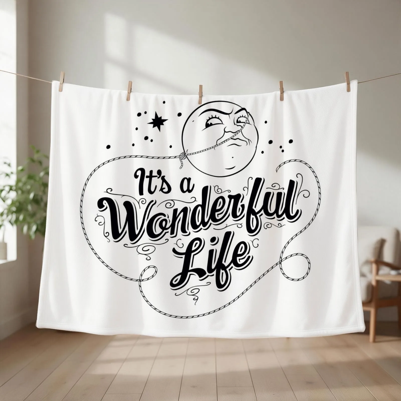 It's a Wonderful Life - Title Throw Blanket couch cozy soft plush fuzzy picnic outdoor blanket