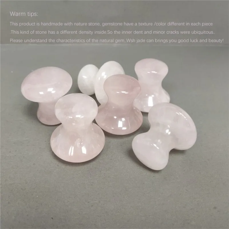 1pc forma de cogumelo guasha massagem facial relaxar ferramenta de cuidados com a pele rosa quartzo face lift remover rugas massageador manual portátil