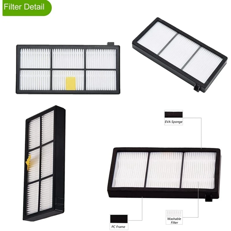 Cepillo الجانبي الرئيسي الفقرة IRobot Roomba، filtro Hepa، fregona، trapo، 850، 860، 861، 866، 870، 880، 890، 960، 980، 981، 985