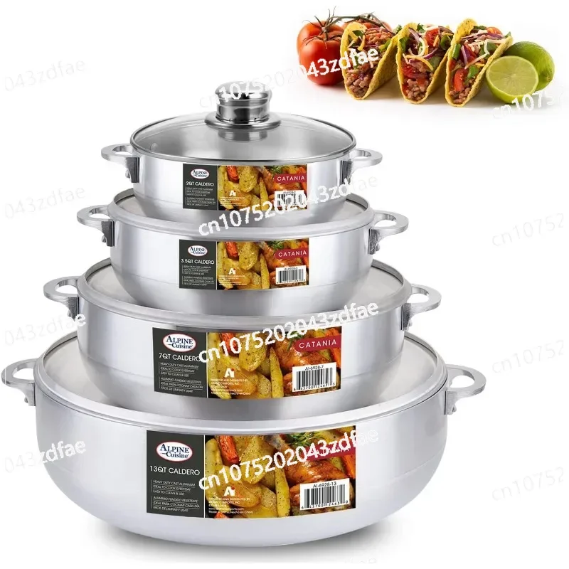 

Gourmet 8-piece Aluminum Caldero Stew Pot, Commercial Grade Cooking Dutch Oven