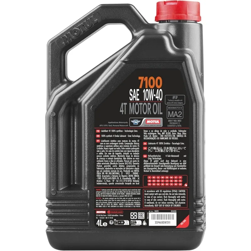 Motul 7100 4T 10W-40 Synthetic Oil 4 Liters (104092)