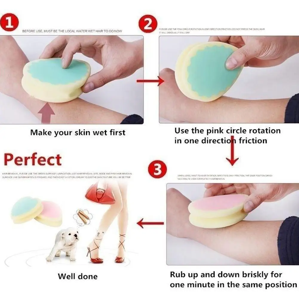 1PC Painless Hair Removal Sponge Soft Heart Water Drop Round Body Leg Hand Magic Hair Remover Reusable Beauty Tools Color Random