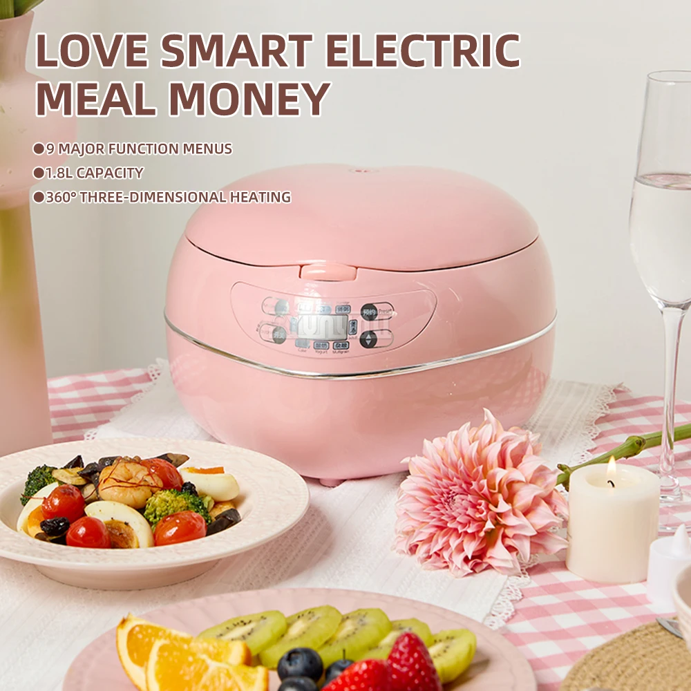 

Kitchen Rice Steamer Multi Cooker Household Rice Cooker Peach Heart-Shaped Smart Mini Rice Cooking Machine