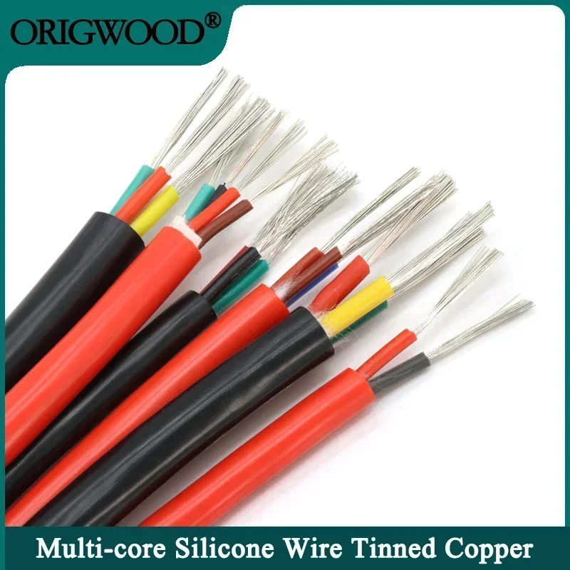 

1~10m Flexible Silicone Rubber Cable Sq 0.3 0.5 0.75 1 1.5 2.5 4mm x 2 3 4 6 Cores Insulated Copper High Temperature Wire