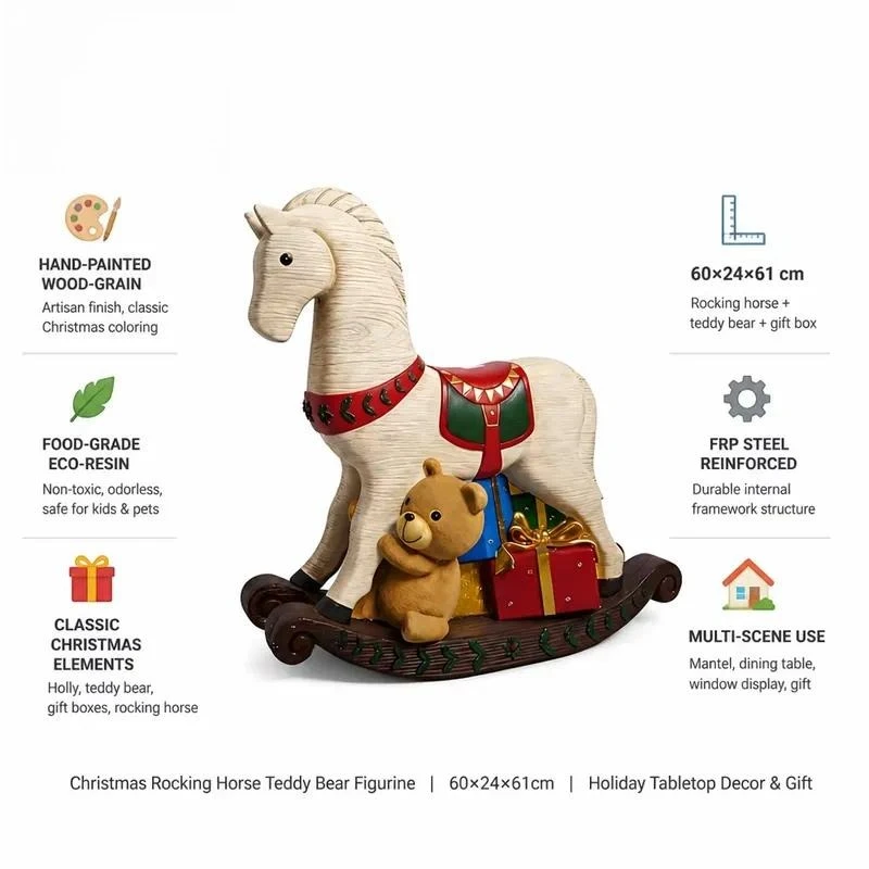 Christmas rocking horse gift box holiday European resin desktop decoration environmentally friendly natural materials