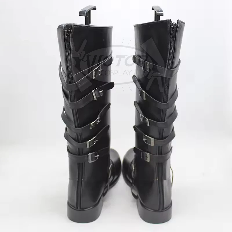 Scarpe cosplay Vergil Scarpe in pelle PU nere Stivali di carnevale di Halloween Accessorio per costume cosplay