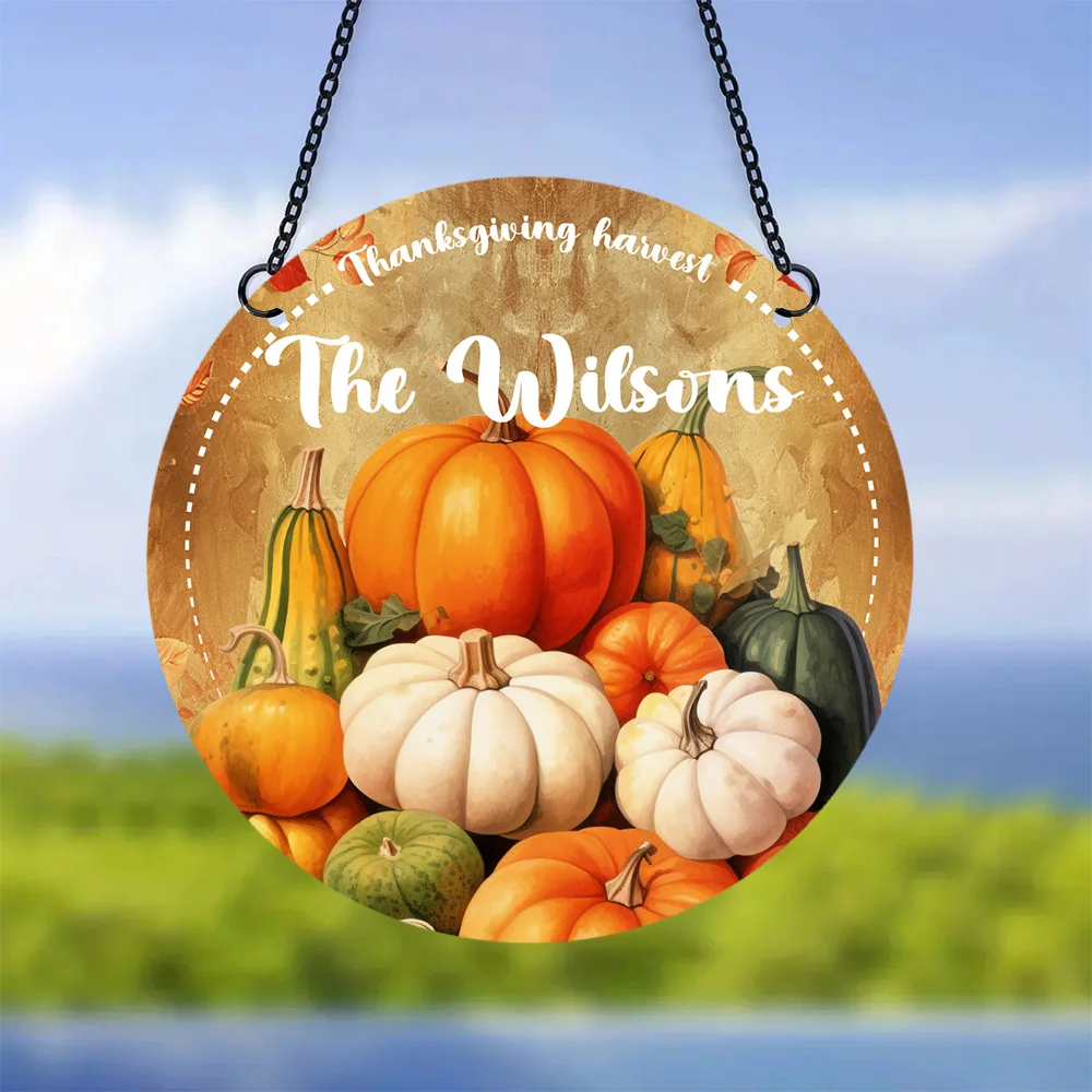 

1PC Fashion Pumpkins Personalized Name Customized Photo Circular Signboard Acrylic Listing Suncatchers Bedroom Decor