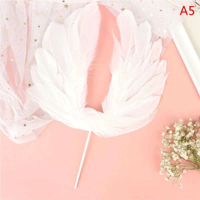 Angel Feather Wing Flag Cake Toppers for Wedding Birthday Party Cake Top Decor Baking Cake Top Decoration Supplies