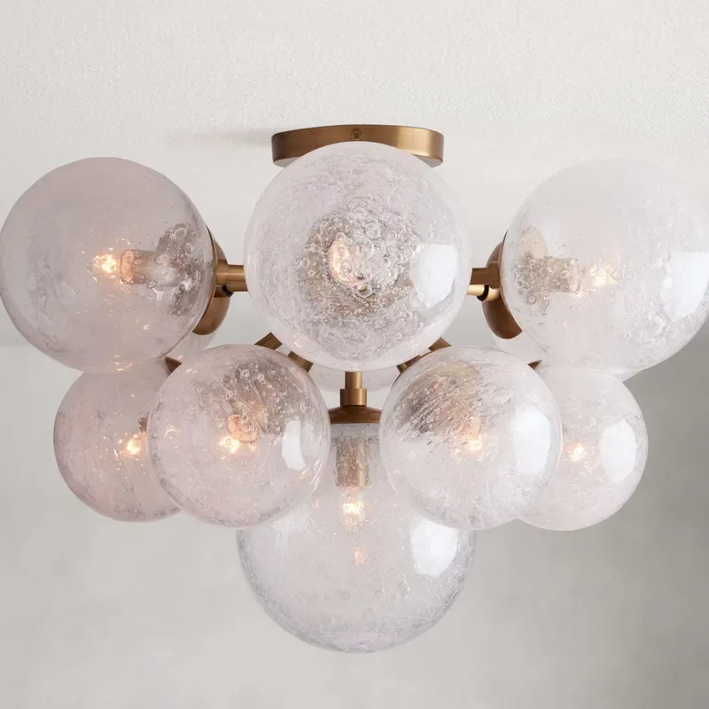 Modern Nordic Simple Creative Staircase Curved LED Glass Ball Pendant Light for Restaurant Wedding Living Room Ceiling Lamp