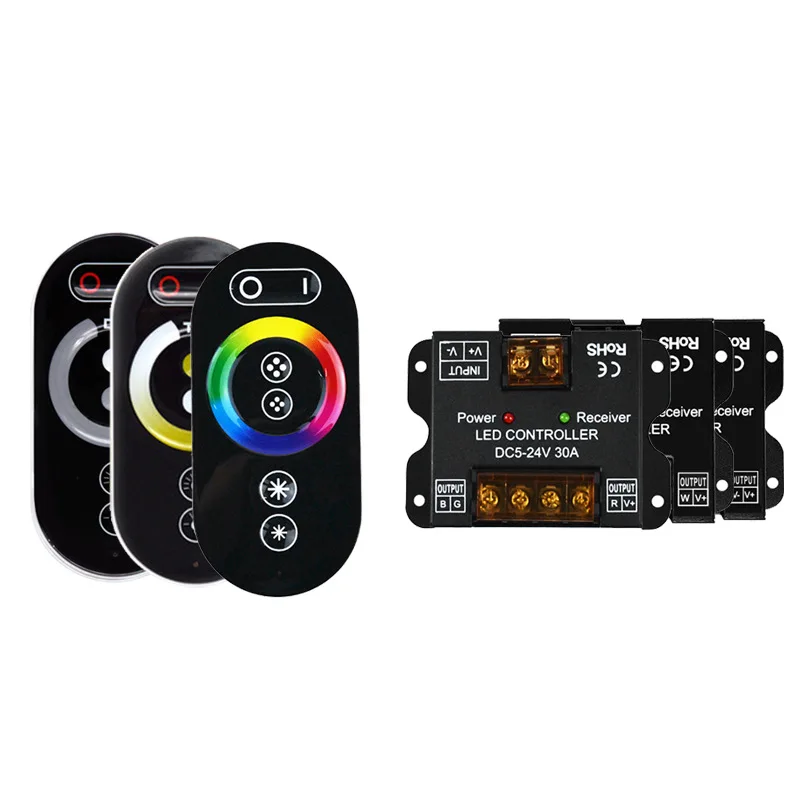 Télécommande tactile et variateur RF LED, RVB, CCT, couleur unique, lot de 2 ensembles