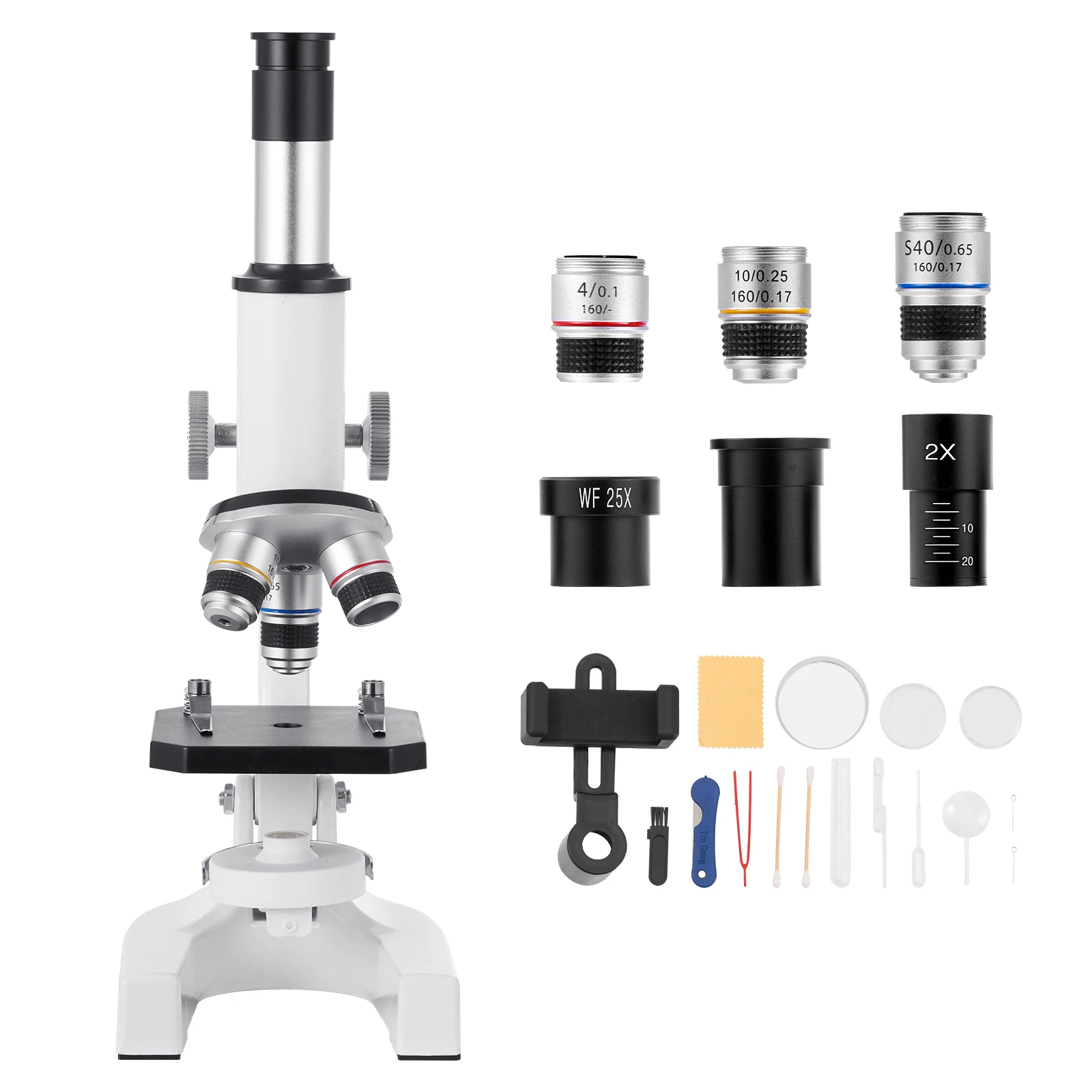 SucceBuy Microscope for Kids Adults 40X-2000XProfessional Compound Microscope Mobile Phone Adapter with LED Light for Laboratory
