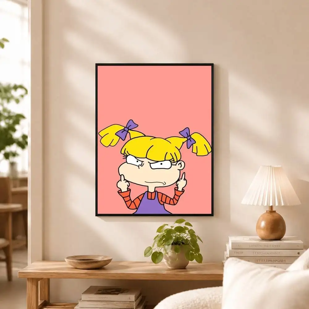Cartoon Rugrats Angelica Pickles  Poster Waterproof Wall Art Sticker For Bar Living Room Vintage Decor High Quality Print Gift