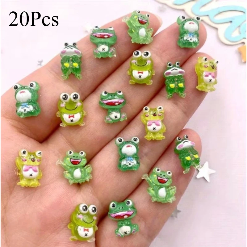 20/50 Pcs Resin Green Frog Charms, 3d Mini Cartoon Flatback Charms, Diy Nail Art Accessories for Adults, Perfect For