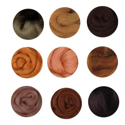 66S Brown Color Series Wool Fibre Flower Animal Wool Felting Handmade Spinning DIY Craft Materials Tool Felting Wool