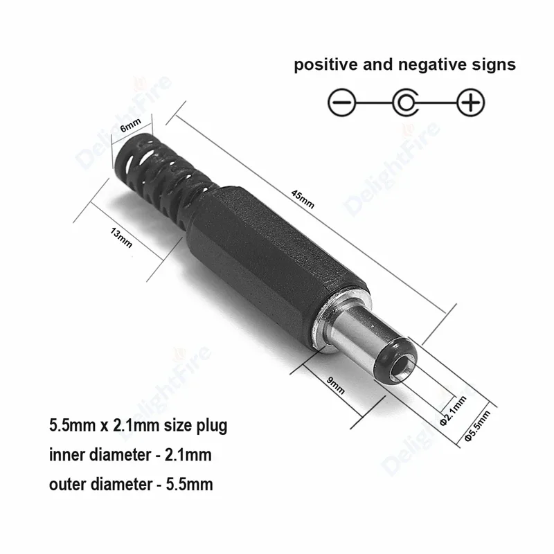 1-10Pcs 5.5 x 2.1mm 12V DC Power Male Plugs Connector Female Jack Screw Nut Panel Mount Adapter For DIY Projects Connector