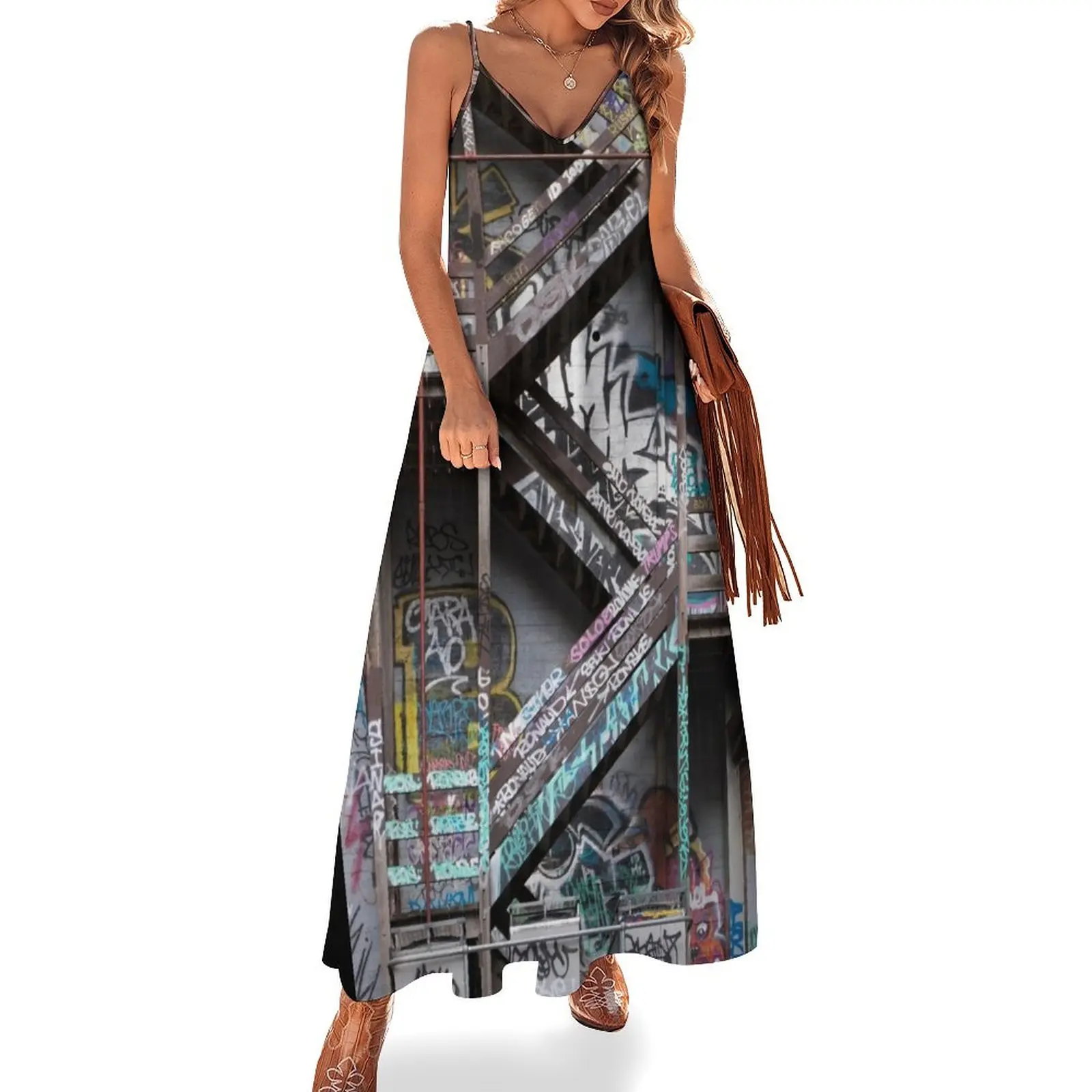 

Graffiti Stairs Sleeveless Dress dresses for prom clothes for woman long sleeve dress