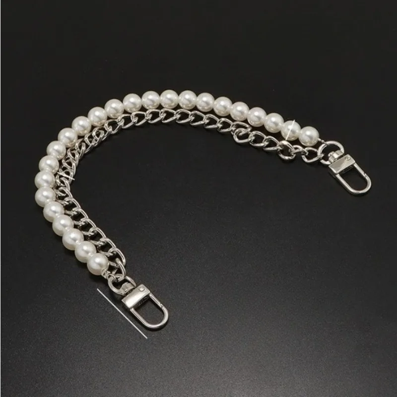 1Pcs Pearl Cell Phone Purse Chain Short Handle Replacement Bag Chain Strap Metal Shoulder Chain Handbag - view 2