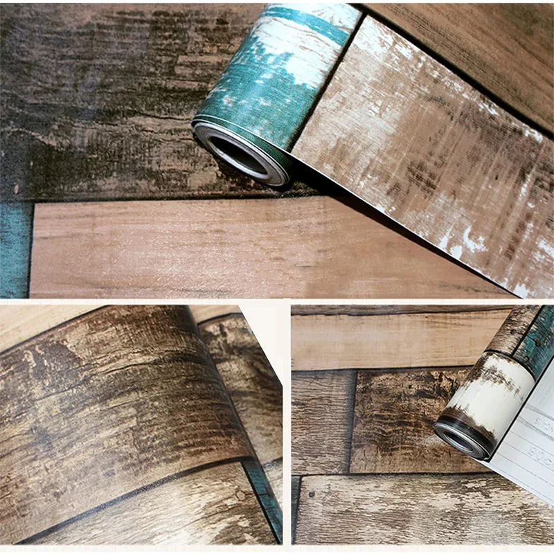 Reclaimed Wood Peel and Stick Wallpaper–Plank Multicolored Vintage Barnwood - Self Adhesive Backsplash,Vinyl Roll Contact Paper