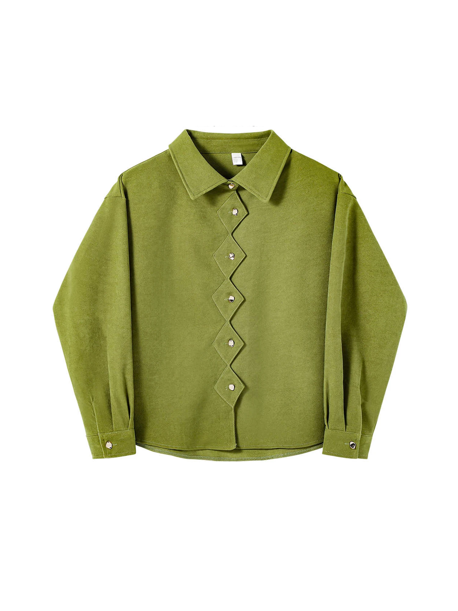 

Женские зеленые рубашки поло с воротником-поло, блузки Y2k, винтажные элегантные рубашки 90-х годов с длинным рукавом, женская рубашка большого размера, модная одежда, осень 2025 г.