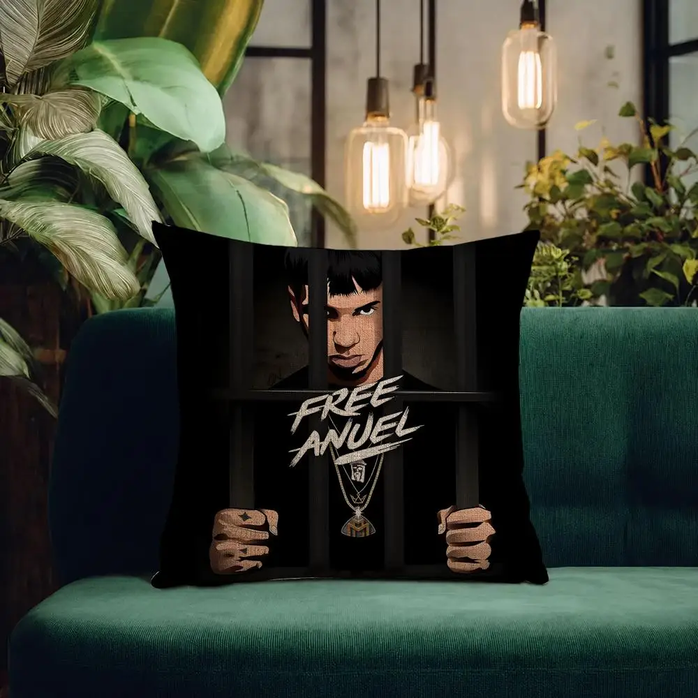 Rapper Anuel AA Cushion Cover Natural Linen Pillowcase Set All-in-One Decor Cushion Cover for Sofa Bedroom Chair