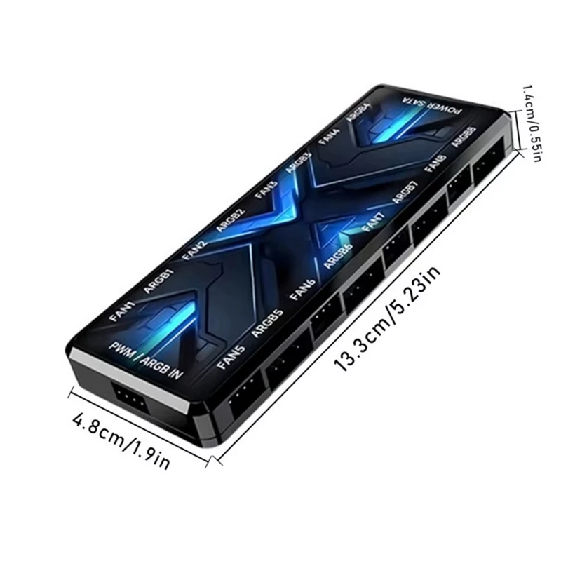 AC39-Dual 8-Way ARGB PWM Shenguang การซิงโครไนซ์ 2-In-1 พัดลมแชสซี Controller หม้อน้ํา