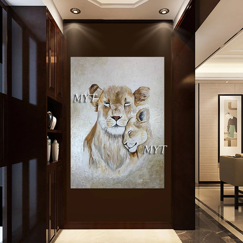 Simple Style Acrylic Textured Canvas Wall 3D Animal Oil Paintings High Quality Cheetah Hand Drawing Frameless Abstract Picture