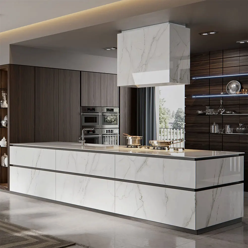 

2024 Kitchen Cabinet Luxury Cabinet Kitchen Modular Design Wood Veneer Furniture Pull Down Modern Kitchen Cabinet