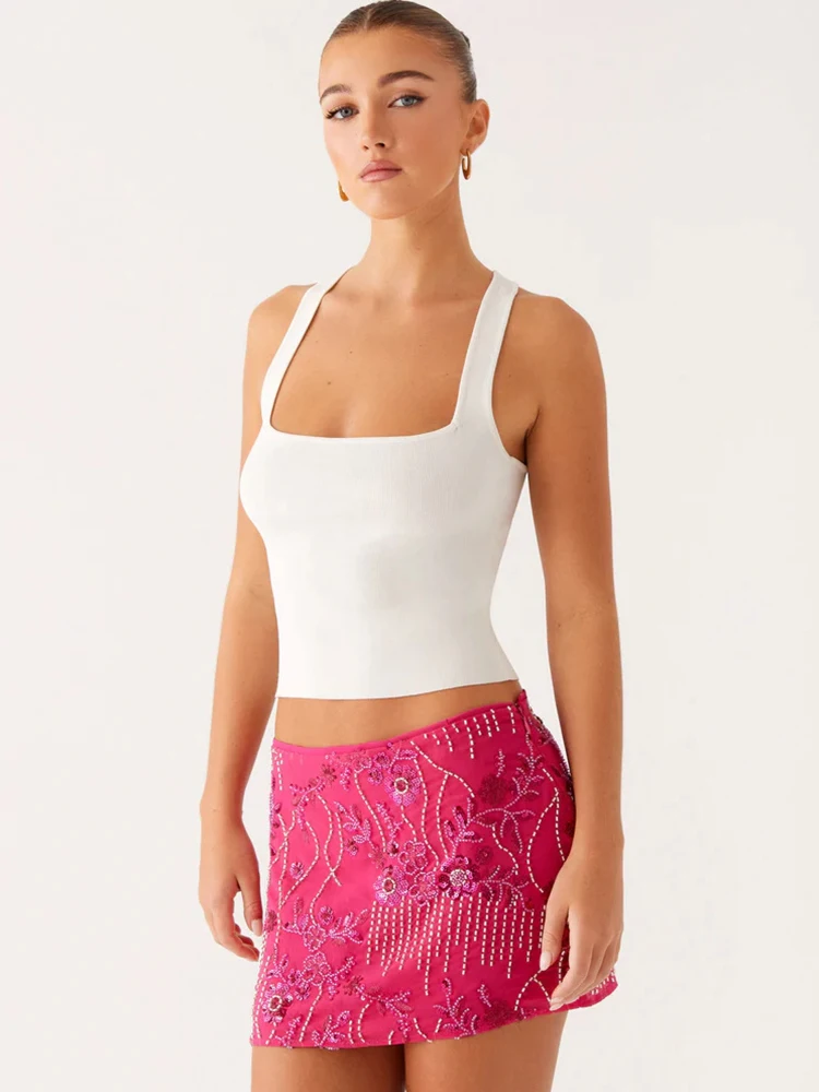 모지션 시퀸 섹시 미니스커트 여성 패션 스파클 로우 웨이스트 핫 스커트 여성 우아한 비치 클럽 파티 스커트 여성 하의