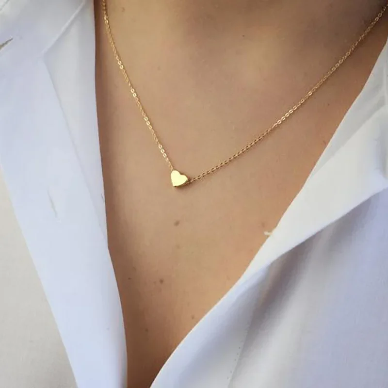 New Minimalist Clavicle Necklaces for Women Tiny Heart LOVE Necklaces Dainty Fashion Jewelry Beach Summer Collares