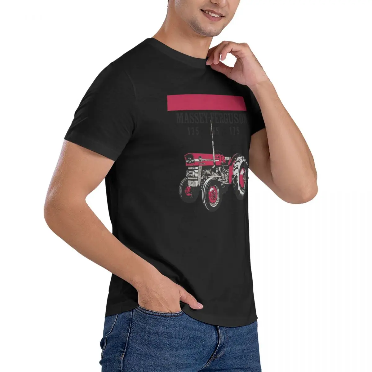 Copy Of Tractor 135 165 175 T-Shirts Men Massey Ferguson Funny Pure Cotton Tee Shirt Crew Neck Short Sleeve T Shirt Birthday