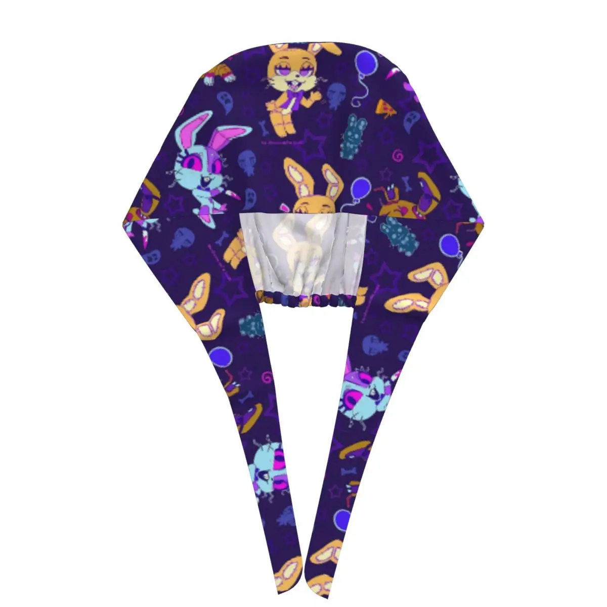 Touca de Enfermeira FNAF At Freddy's, Touca Médica Divertida e Confortável com Elástico para Homens e Mulheres com Cabelos Longos, Toucas de Trabalho