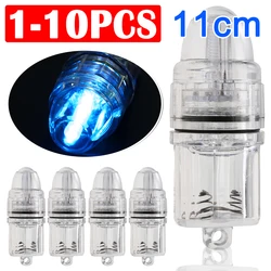 1-10Pcs 11cm Deep Drop Underwater LED Lure Light 0-300M Fishing Squid Flash Lamp Bass Spoon Waterproof Flash Fishing Accessories