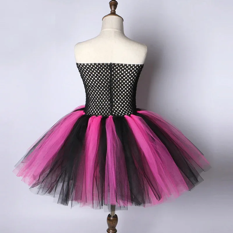 AD1 สีชมพูร้อนสีดําชุดโจรสลัดสําหรับสาวคริสต์มาสฮาโลวีน Tutu ชุดเด็ก Carnival Party แฟนซีชุดหน้ากาก 5 @ rD ~